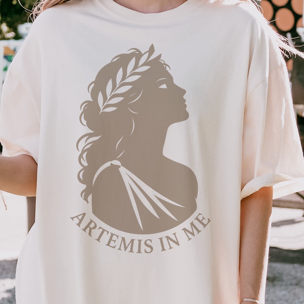 Artemis in Me Goddess Silhouette with Leaf Wreath Tee